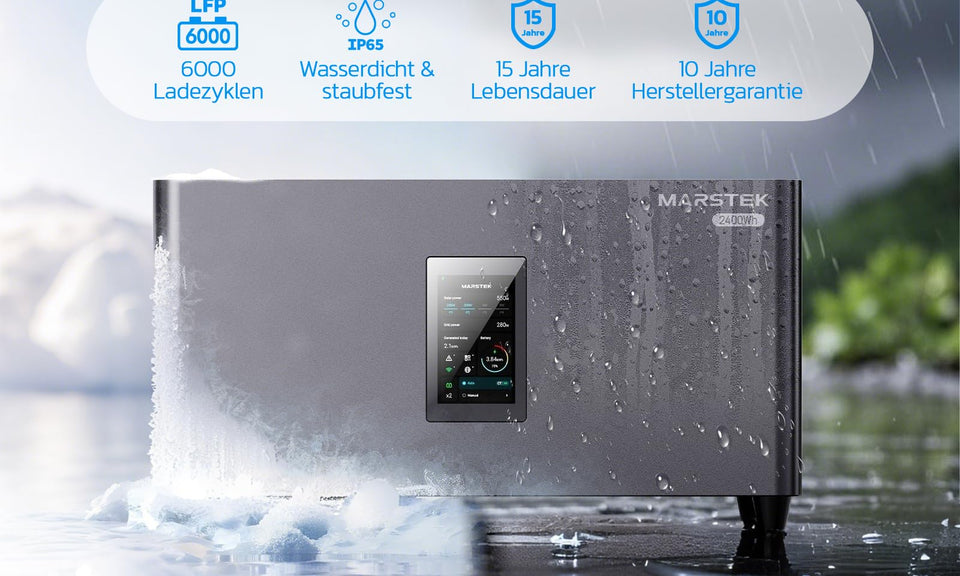 MARSTEK All-in-One Balkonkraftwerk mit Speicher,4 MPPT 2400W Solareingang, 2.56kWh Akkukapazität, 6000 Ladezyklen, LFP Akku, mit APP, Plug&Play,0% VAT