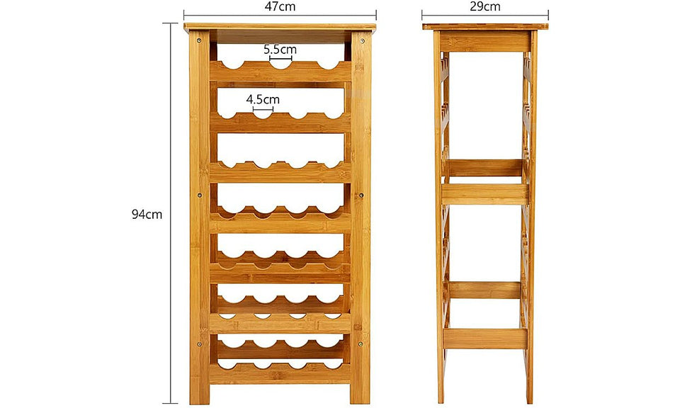Dripex Bamboo Wine Rack 7 Tier 27 Bottle Wine Holder Wine Storage Rack Free Standing Display Shelves for Home Kitchen