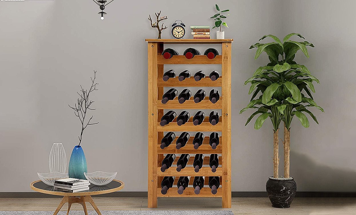 dripex bamboo wine rack 7 tier 27 bottle wine holder wine storage rack free  standing display shelves for home kitchen
