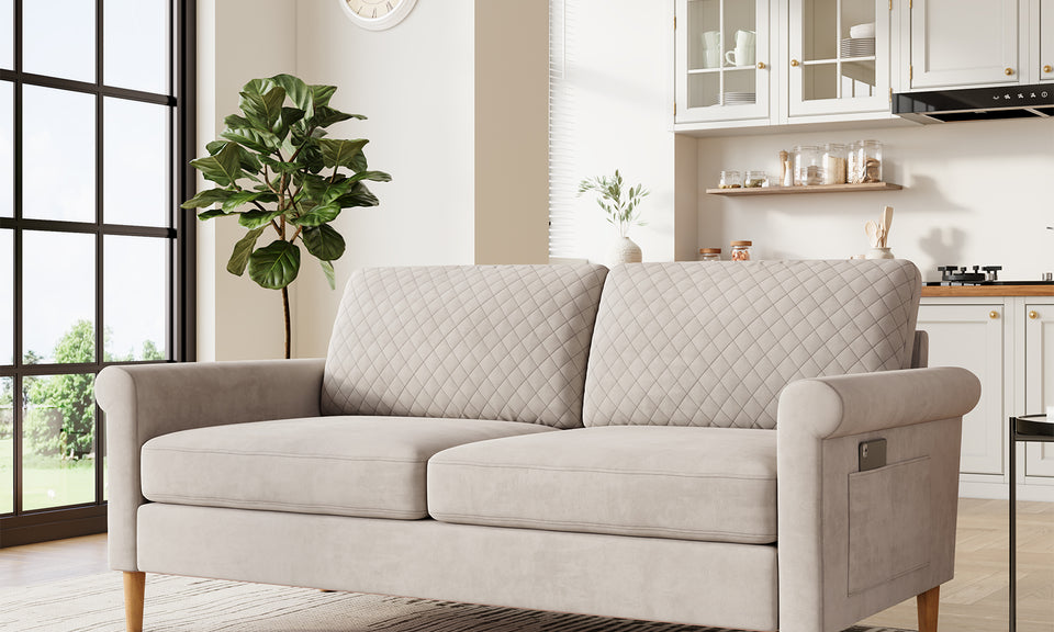 Vesgantti Doppelsofa 164cm, mit Kissen & Taschen, 164x76x85cm