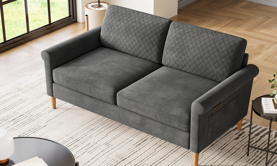 Vesgantti Doppelsofa 164cm, mit Kissen & Taschen, 164x76x85cm