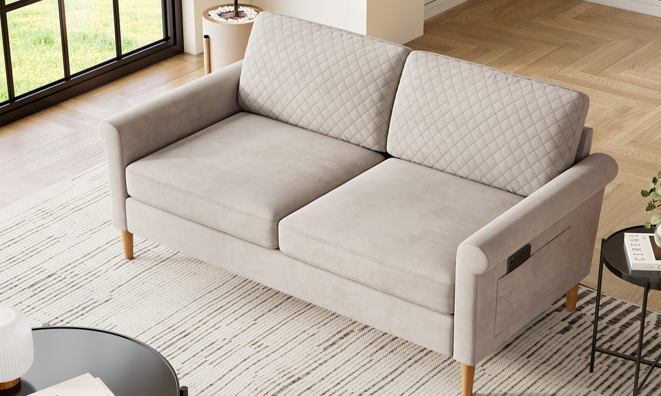 Vesgantti Doppelsofa 164cm, mit Kissen & Taschen, 164x76x85cm