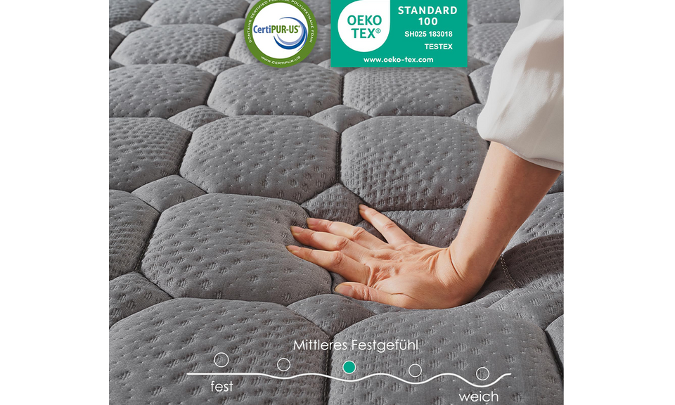 Vesgantti Matratze Original,H3 ,24cm Weiß und Grau