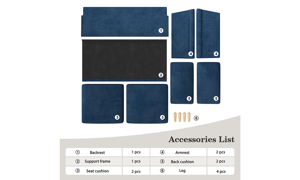 Vesgantti Doppelsofa 164cm, mit Kissen & Taschen, 164x76x85cm