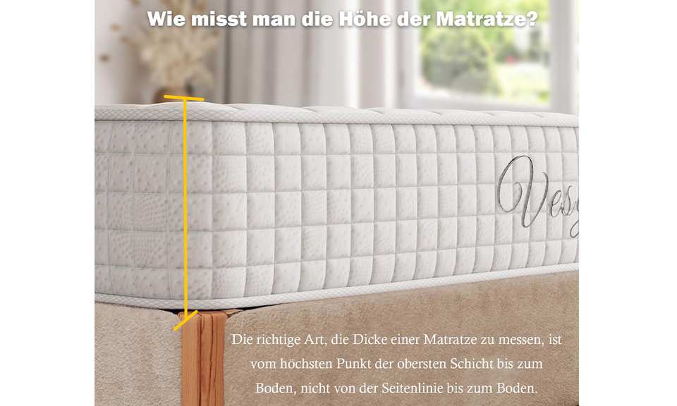 Vesgantti Matratze Original,H3 ,24cm Weiß und Grau