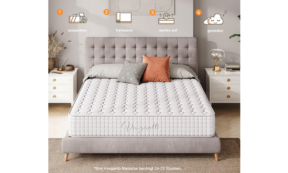 Vesgantti Matratze Original,H3 ,24cm Weiß und Grau