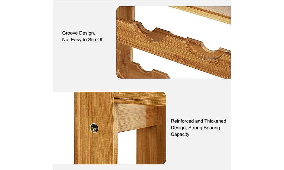 Dripex Bamboo Wine Rack 7 Tier 27 Bottle Wine Holder Wine Storage Rack Free Standing Display Shelves for Home Kitchen