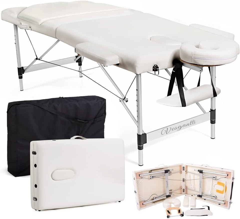 Vesgantti Massage Table Height Adjustable 3 Zone Mobile Foldable Massa