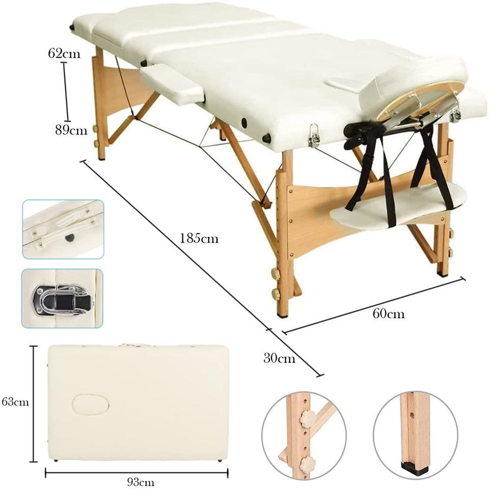 Vesgantti Massage Table Height Adjustable 3 Zone Mobile Foldable Massa